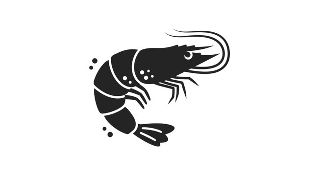 Black Silhouette of a Shrimp.