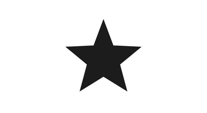 Black Five Pointed Star Icon Symbol.