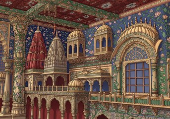 Obraz premium A blurry image of a large ornate building with many windows
