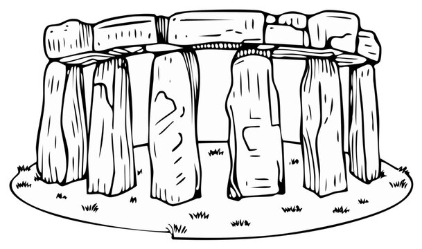 Ancient Stone Monument Circle Hand Drawn Illustration