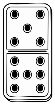 Single Domino Tile with Dots Showing Five and Six