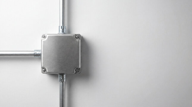 Modern electrical junction box with polished conduit connectors delivers commercial installation inspiration for contractors