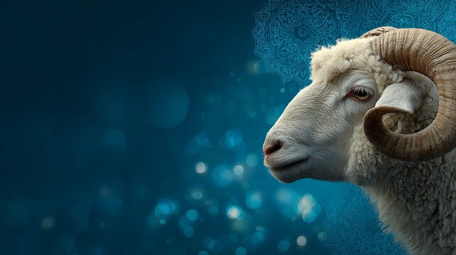 Goat qurban eid al adha mubarak islamic festival background with traditional celebration theme
