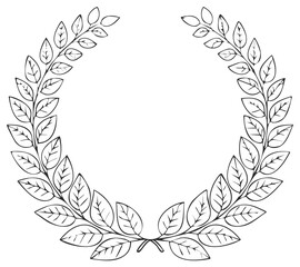 Obraz premium Laurel wreath symbol with leaves. Decorative circular frame illustration with space for text in center.