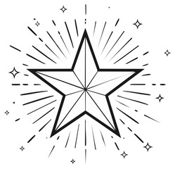 Obraz premium Stylized Five-Pointed Star with Bursting Radiating Lines and Sparkling Accents