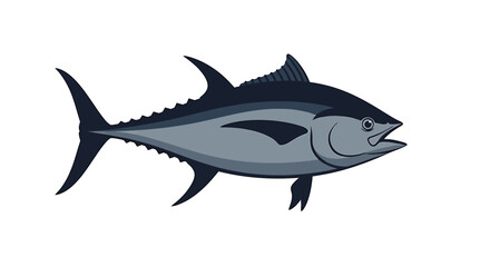Obraz premium Isolated illustration of a striking bluefin tuna, a powerful marine fish known for its speed and culinary value, swimming in the ocean