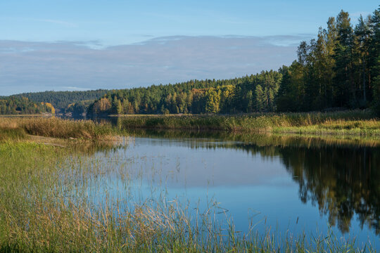 Ladoga Skerries National Park near the village of Lumivaara on a sunny autumn day, Republic of Karelia, Russia