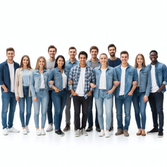 Obraz premium A diverse group of young adults standing together in casual clothing