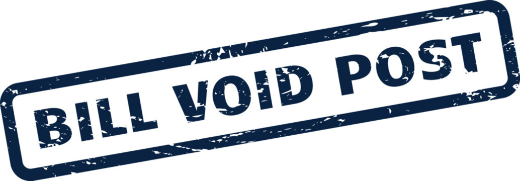 Textured blue stamp graphic featuring BILL VOID POST text for invalidating financial records or entries