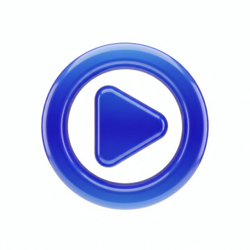 A blue play button icon on a white background for multimedia