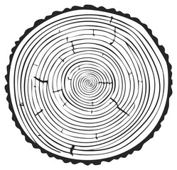 Fototapeta premium Circular wood grain pattern with organic concentric rings and bark texture