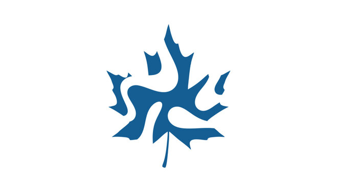 Blue Maple Leaf Icon Simple Design.