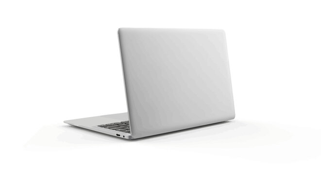 Modern silver laptop computer on white background perspective view