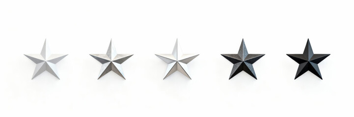 Obraz premium Five metallic stars on white background