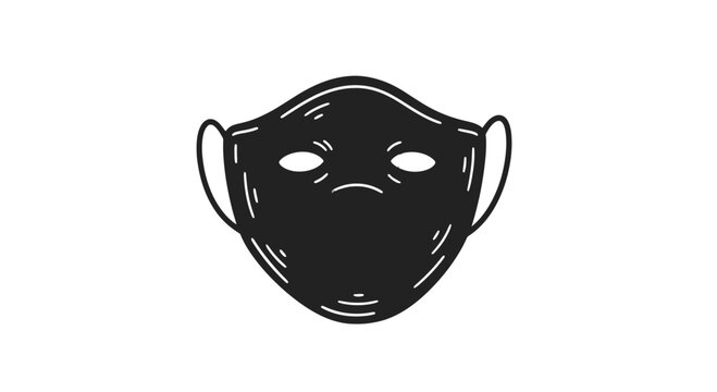 Black Face Mask Illustration Simple Design.