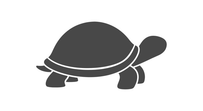 Simple Black Silhouette of a Turtle.