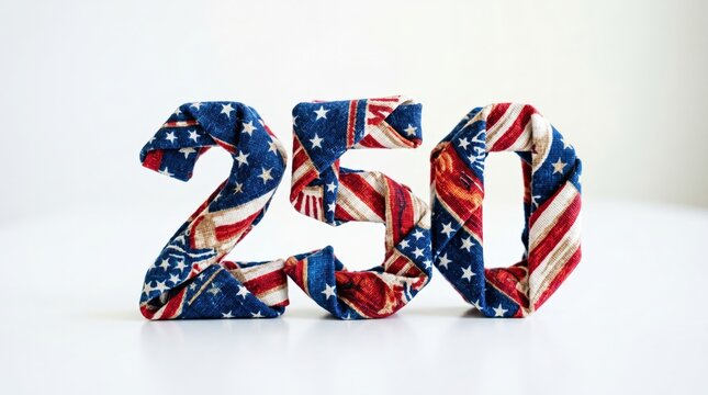 Fabric Number 250 with Patriotic Stars and Stripes Pattern for Semiquincentennial Celebration