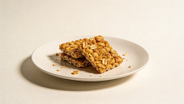 Traditional javanese peanut praline candy or ampyang kacang on white plate