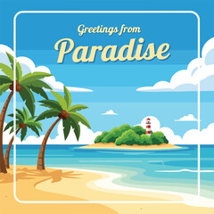 A serene beach scene with palm trees © Gani