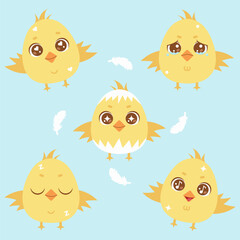 Fototapeta premium Baby Bird Character Design Sheet