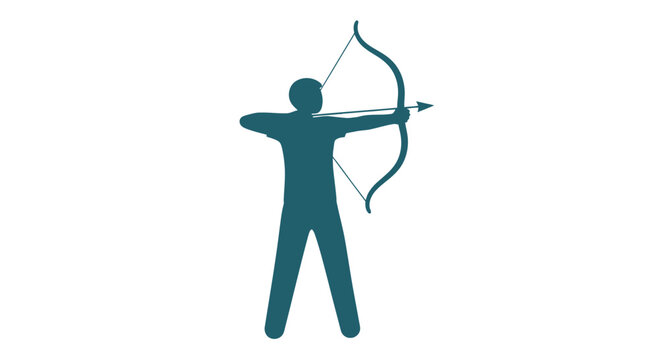 Silhouette of Archer Shooting Bow and Arrow.