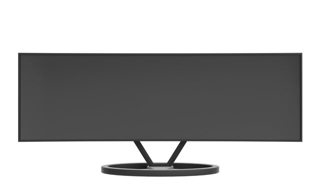 Ultra-Wide Curved Computer Monitor on Black Background