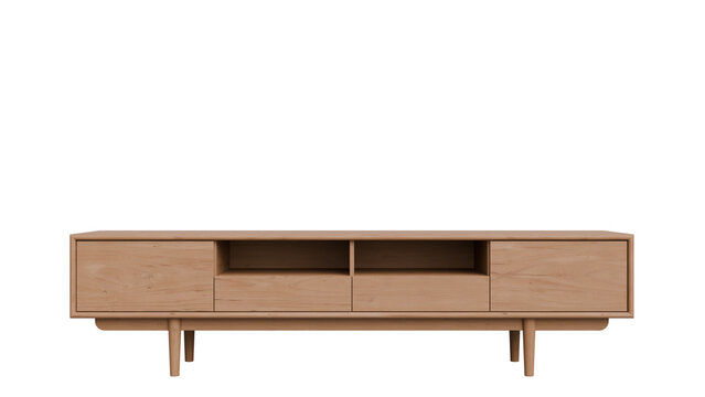 Minimalist Wooden TV Stand on Black Background