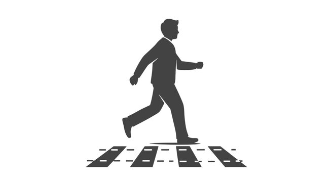 Silhouette of Man Running on Crosswalk.