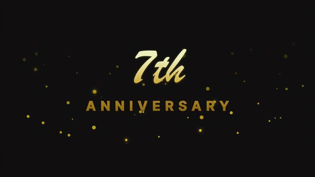 Animated golden seventh anniversary title with glowing particles and elegant light flares