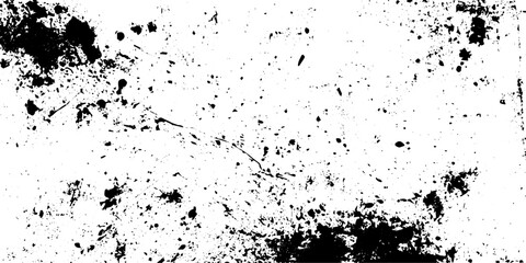 Fototapeta premium Black and White Grunge Texture Background with Vector Ink Splatters and Distressed Grainy Details