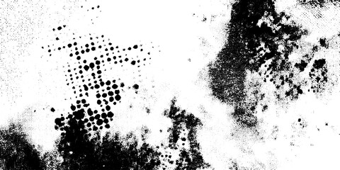 Fototapeta premium Black and White Grunge Vector Background with Halftone Dot Pattern and Ink Splatter Texture