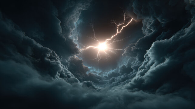 Storm cloud sky lightning strike dark cloud dramatic sky thunderstorm glowing light stormy weather cloudscape atmospheric scene weather event
