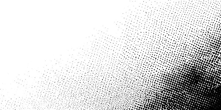 Black and White Halftone Gradient Background with Distressed Stipple Texture for Retro Graphic Design