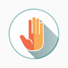 Fototapeta premium Stop Hand Icon with Long Shadow