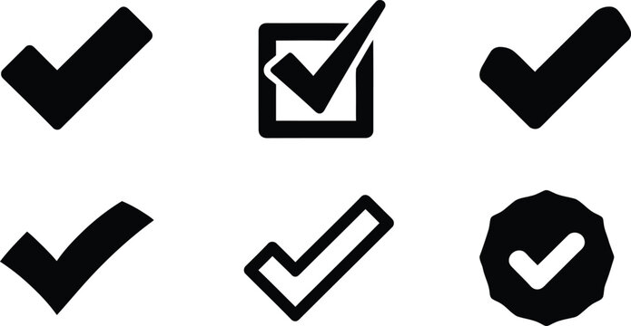Check mark icon set. Check box icon with right and  buttons.