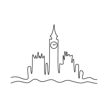 big ben and london skyline line drawing