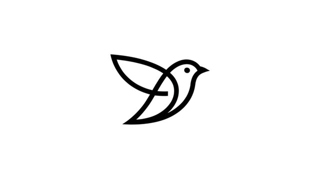 Minimalist bird icon flying with wings spread Vector
