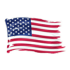 Obraz premium A vibrant American flag waving in the wind with a silhouette effect