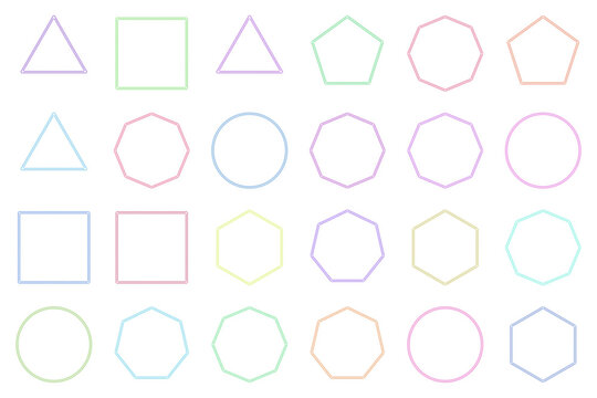 Minimalist pastel outline shapes for early childhood geometry learning and pattern recognition