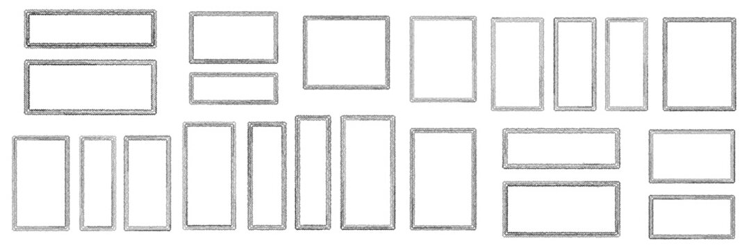 Hand Drawn Pencil Sketch Frames for Bullet Journaling and Planner Layouts Collection