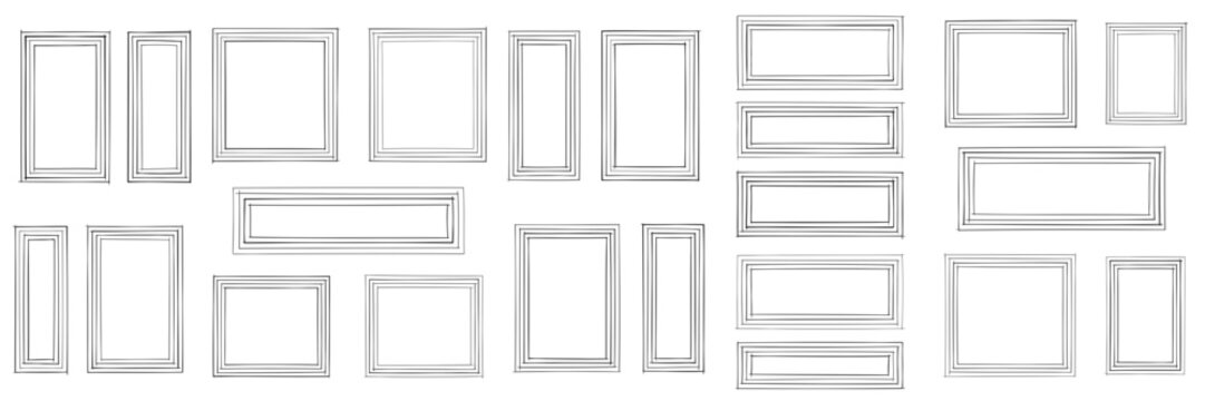 Hand drawn minimalist frames for bullet journal layouts and digital planner design