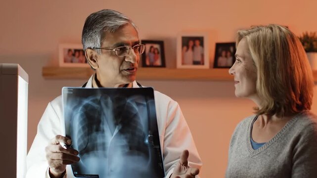Doctor Explains X-Ray Results To Patient For Informed Healthcare Diagnosis