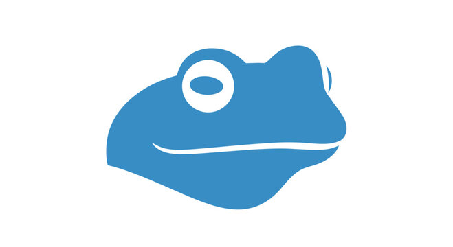 Blue Cartoon Frog Face Illustration.