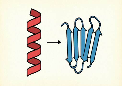 Protein Structure Transformation: From Alpha Helix to Beta Sheets | Molecular Biology of Protein Folding: Understanding Structural Changes | Protein Conformation Dynamics: Visualizing Alpha Helix to B