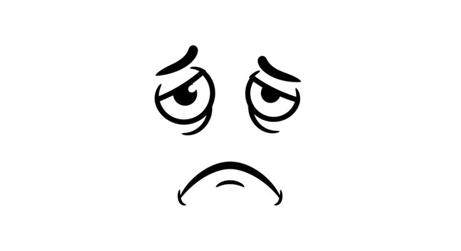 Sad Face Illustration with Angry Eyes.