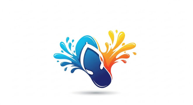 Vibrant whisk icon with colorful splash kitchen utensil symbol blue and orange hues on white background