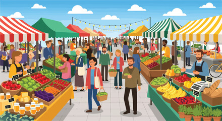Outdoor market scene with people © Jalilun