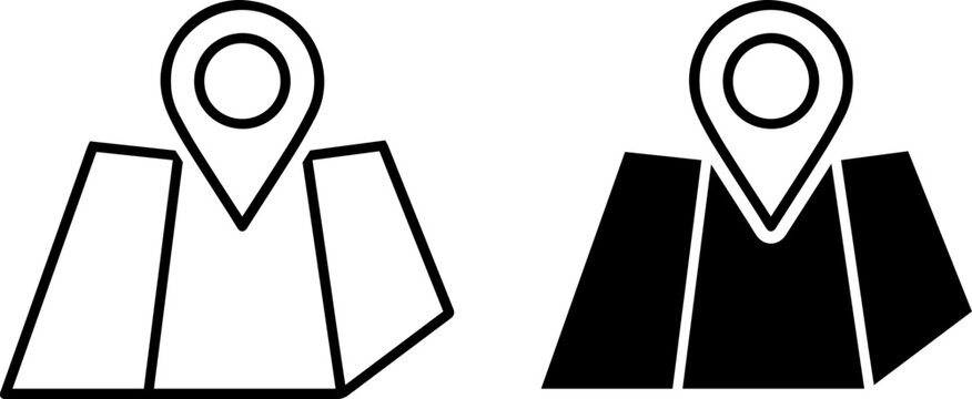 two location pins on map flat design vector illustration