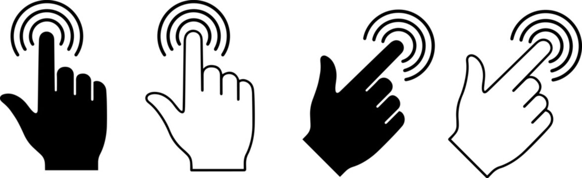 four hands pointing at wifi signals vector illustration