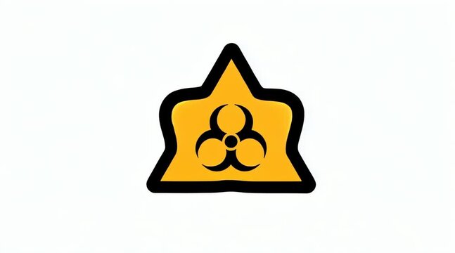 Distinctive yellow and black biohazard symbol icon, a clear vector graphic indicating hazardous biological materials or areas, used for safety warnings and alerts